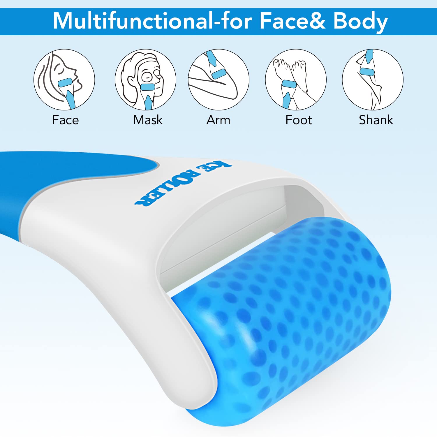 LATME Ice Roller for Face Eyes，Womens Gifts，Face Massager Roller Puffiness Migraine Pain Relief and Minor Injury(Blue) - Image 4